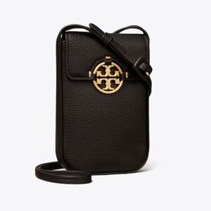 Tory Burch Miller Phone Crossbody bag carrier black leather gold like new